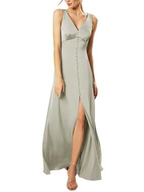 NWOT AW Bridal $110 MSRP Sleeveless Sage Green Satin Maxi Gown Size 8
